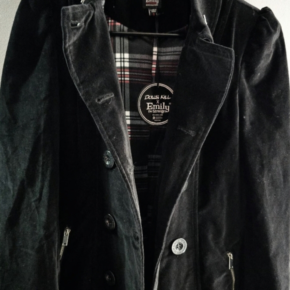 **NEW** RARE Gothic Rebel Trench Coat Dolls Kill x Emily The Strange - Picture 4 of 4